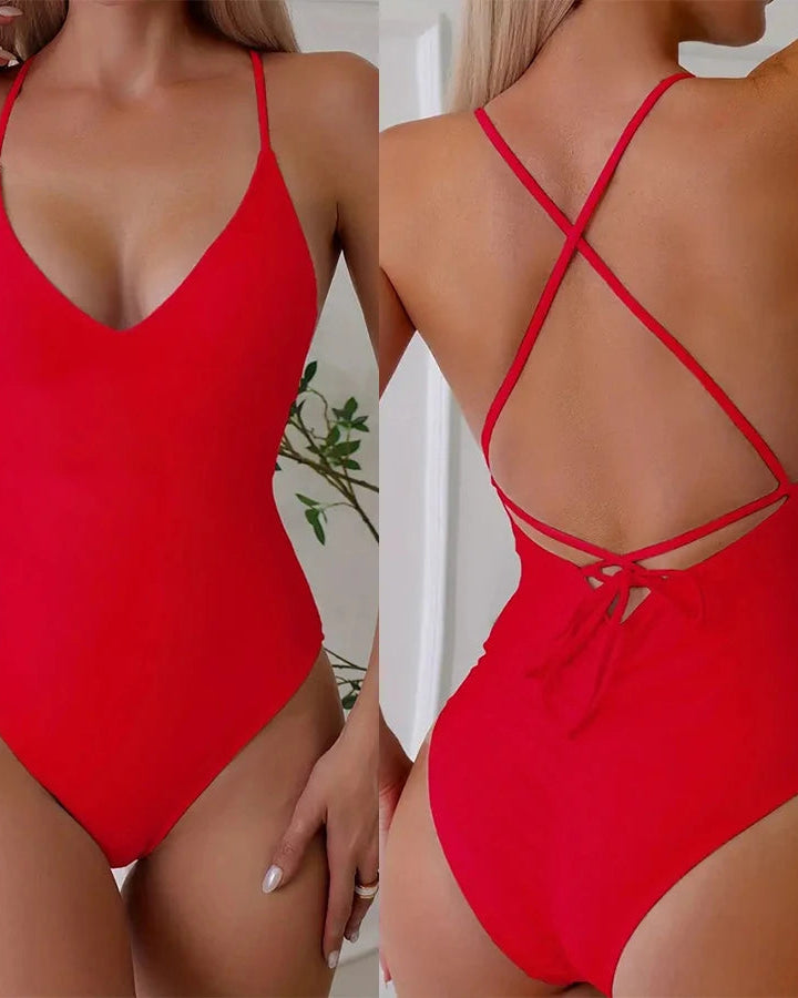 Solid Bodysuit One-Piece Swimsuit