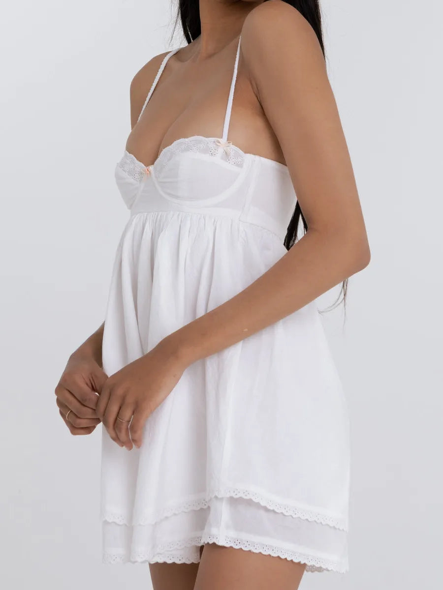 Embroidery Lace Corset Backless Mini Dress
