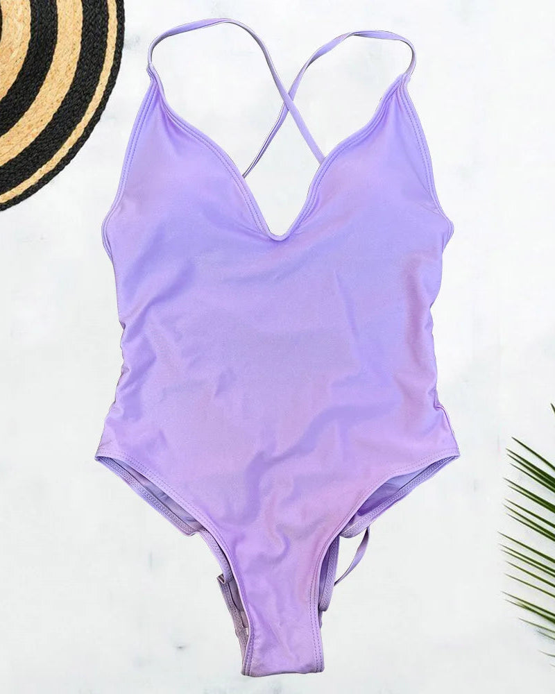 Solid Bodysuit One-Piece Swimsuit