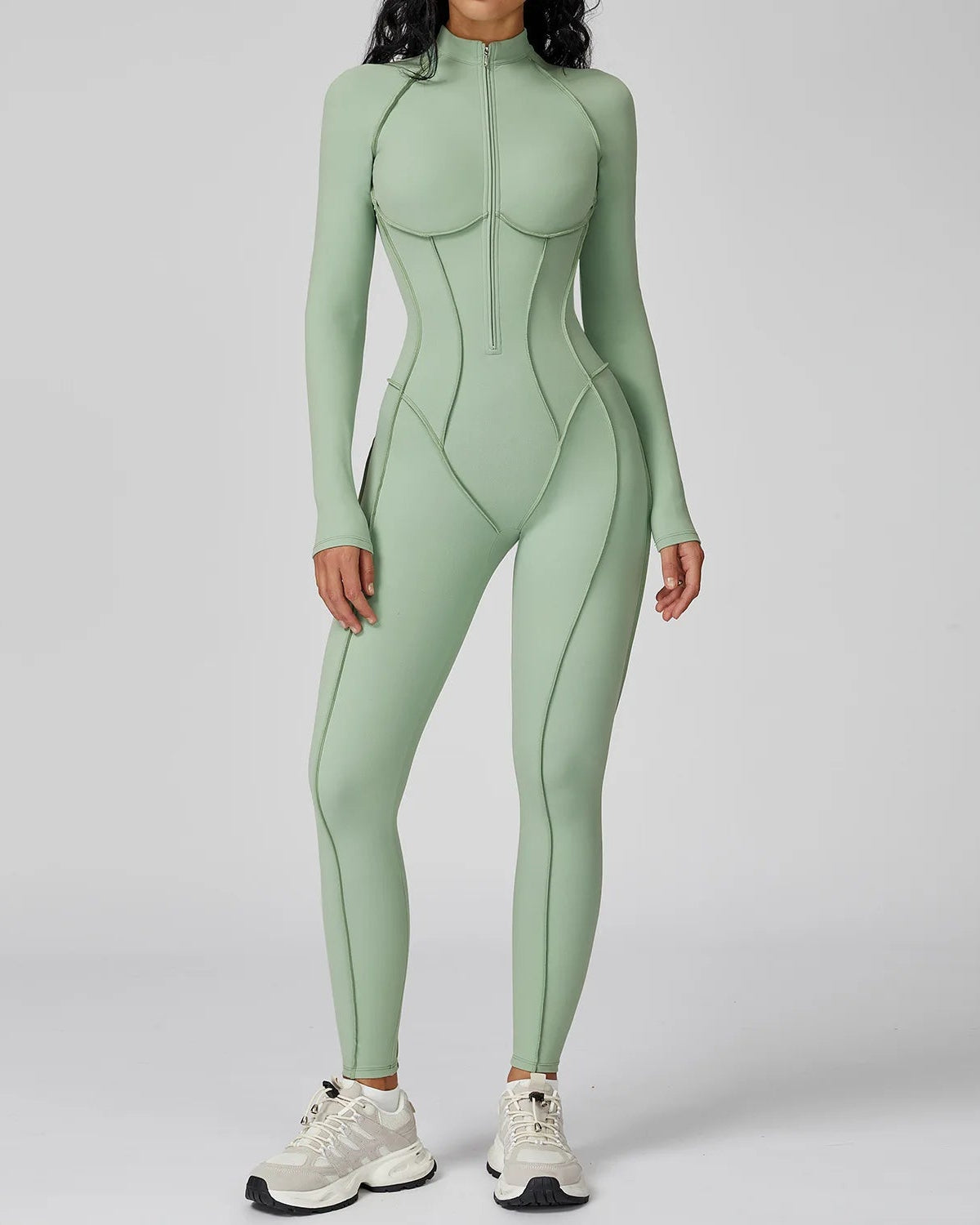 Long Sleeve Zipper Yoga Bodysuit