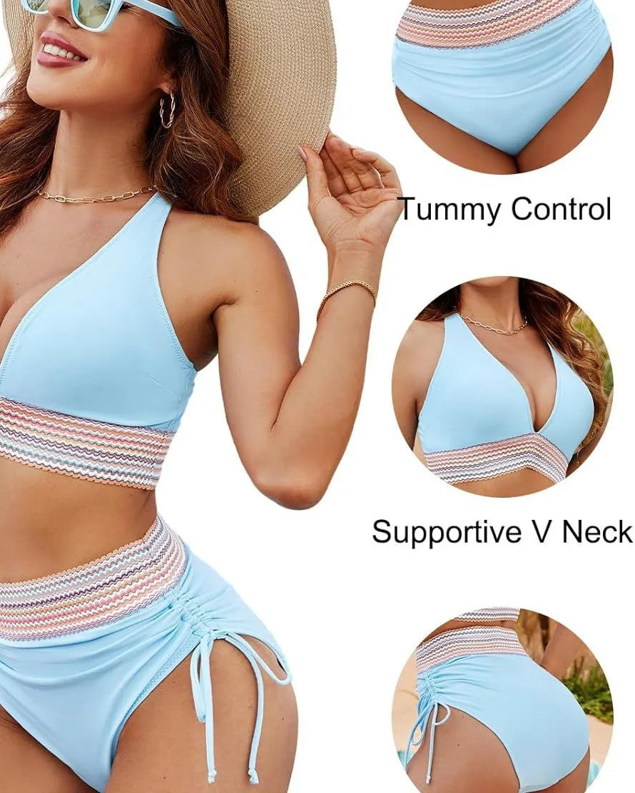 High Waist Split Bikini Swimsuit Set