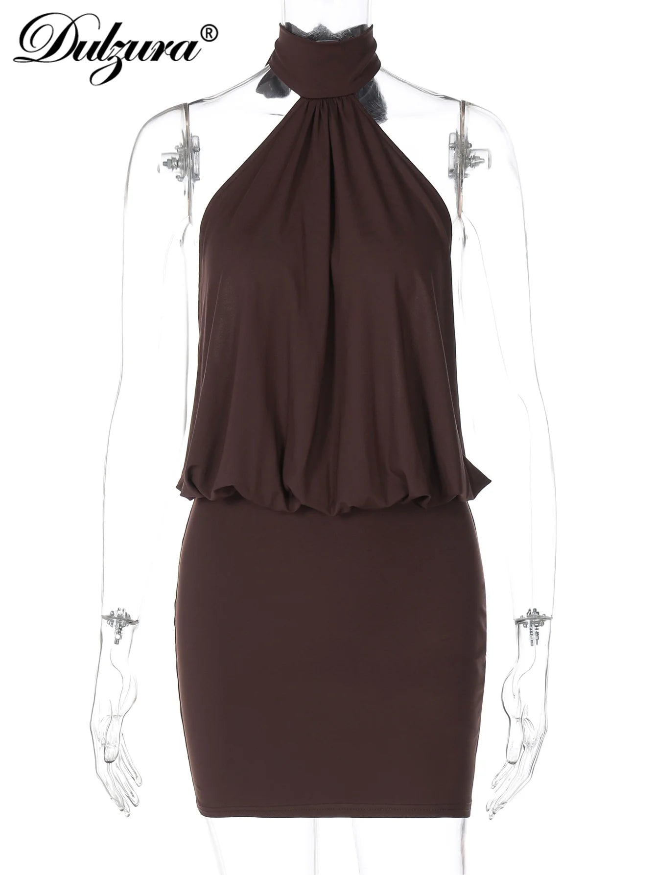 Halter Lace-Up Backless Bodycon Mini Dress