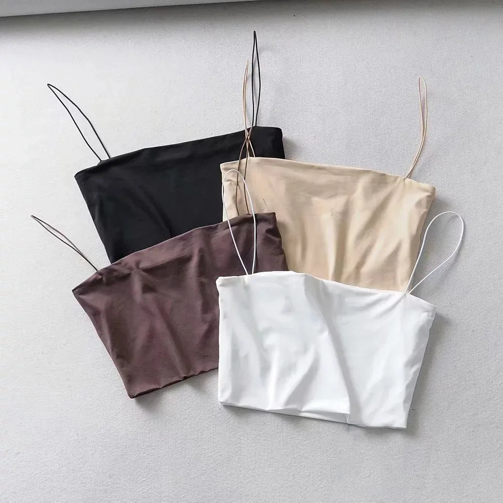 Cotton Elastic Sleeveless Crop Cami | Streetwear Solid Top