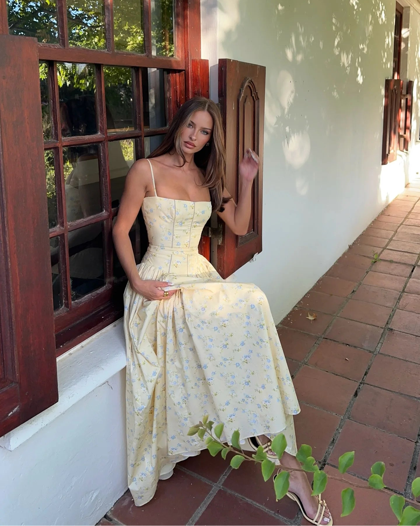 Women's Summer White Floral Midi Dress