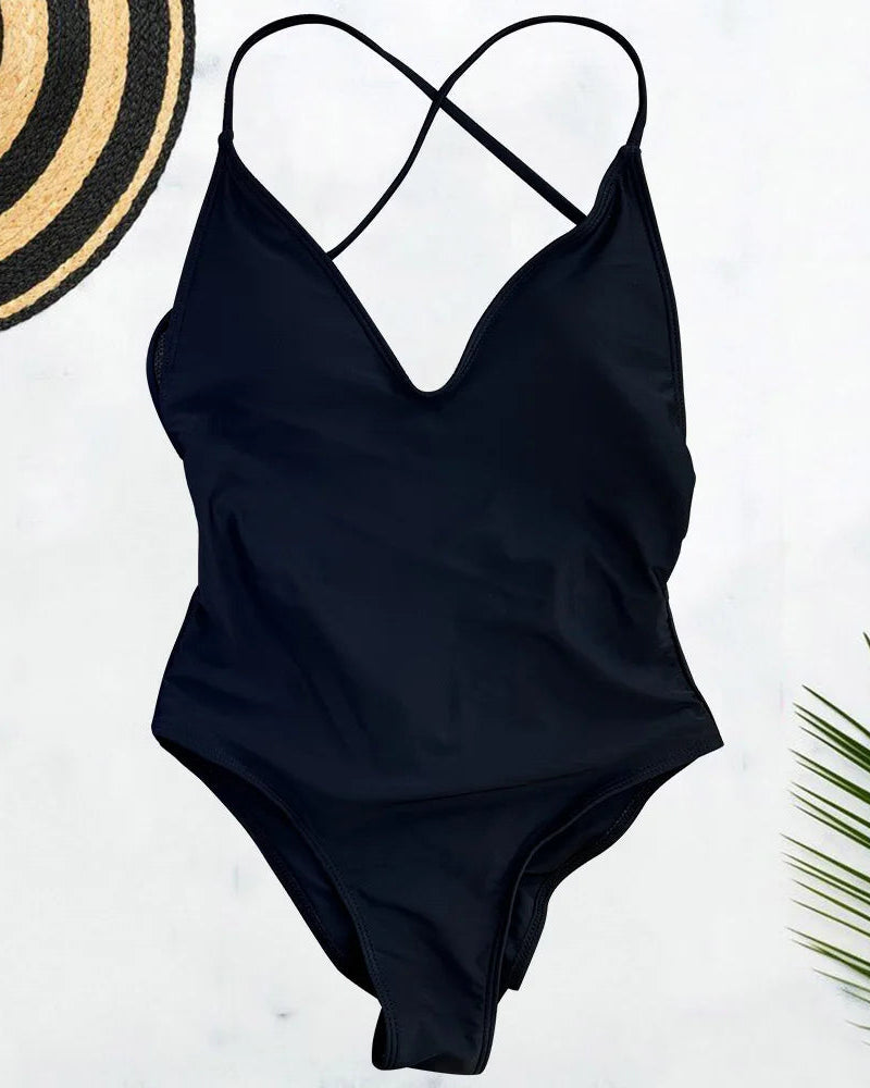 Solid Bodysuit One-Piece Swimsuit