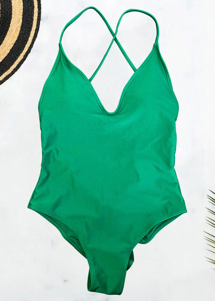 Solid Bodysuit One-Piece Swimsuit
