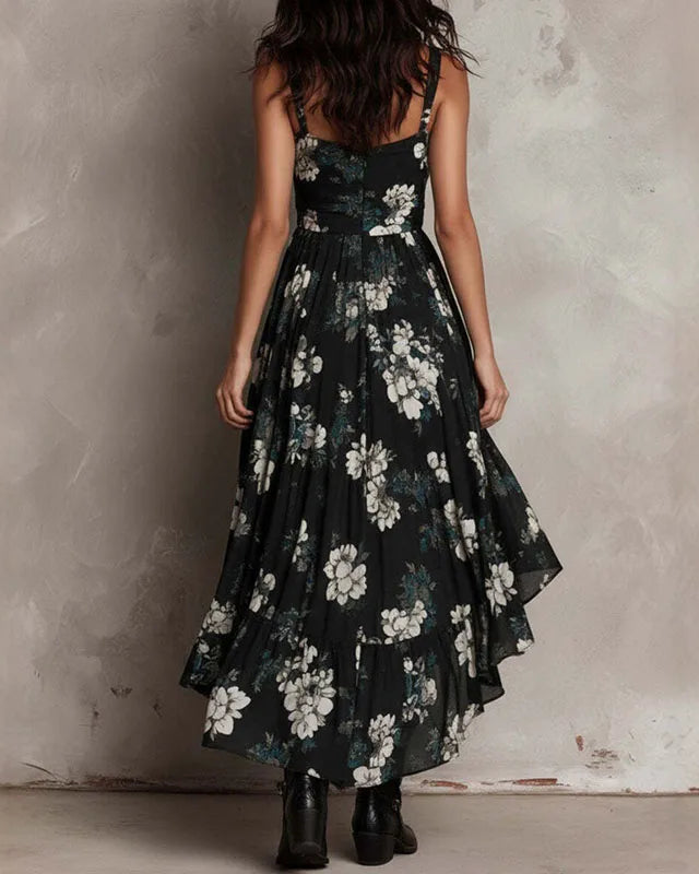 Women's Floral Ruffle Hem Maxi Dress