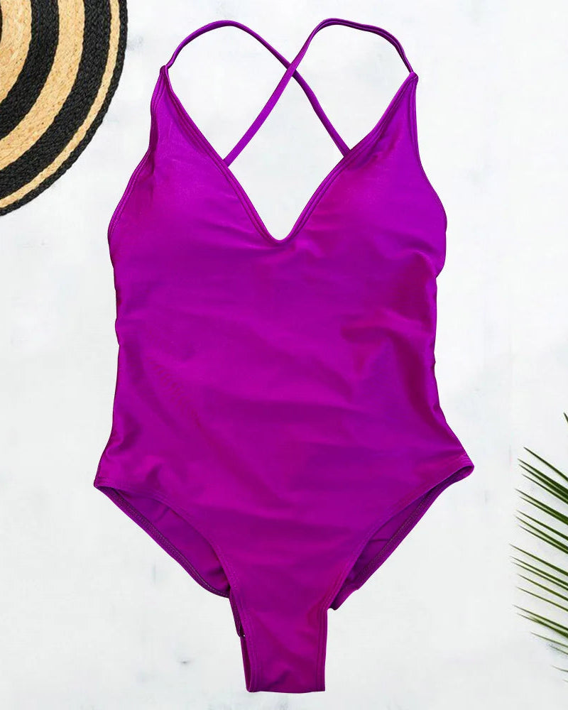Solid Bodysuit One-Piece Swimsuit