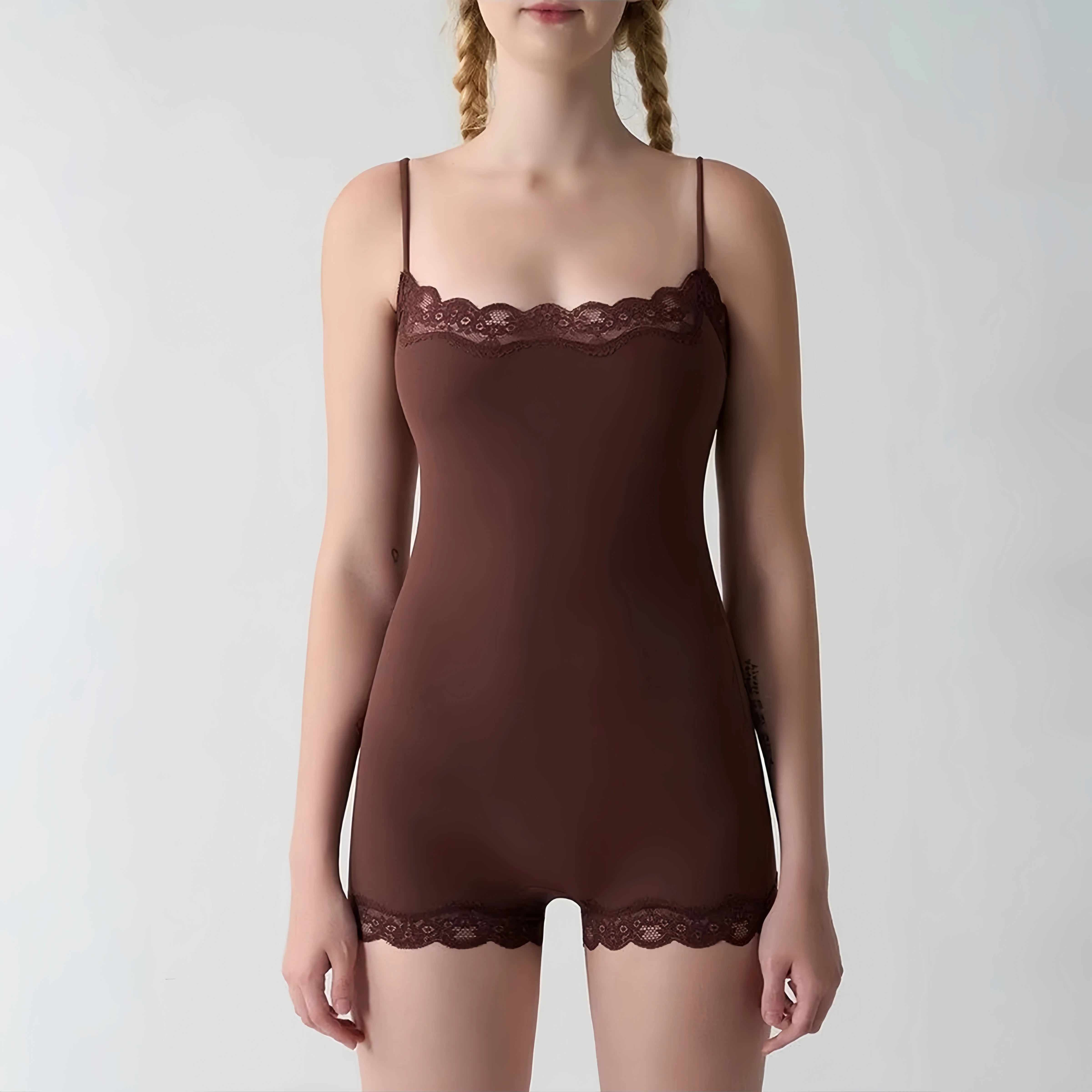 Lace Patchwork Backless Cami Playsuit