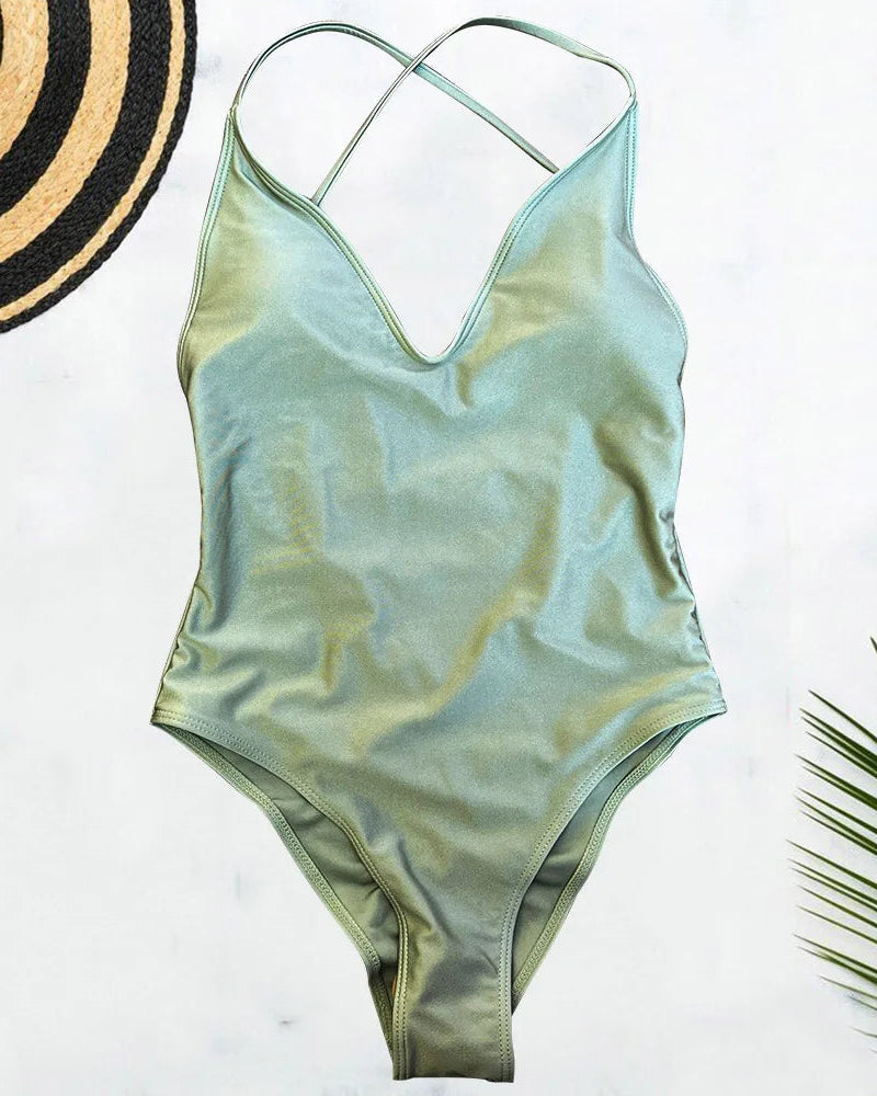 Solid Bodysuit One-Piece Swimsuit