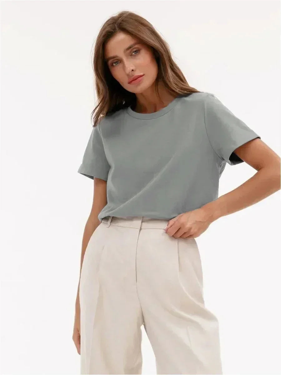 100% Cotton Basic T-Shirt | Loose O-Neck Short Sleeve Casual Tee