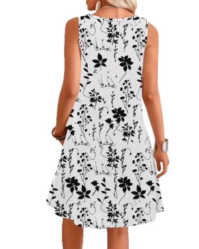 Loose Fit Sleeveless Floral Summer Dress