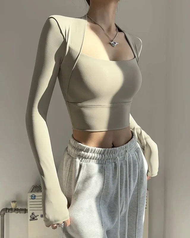 Chest Cushion Long Sleeve Sports Top