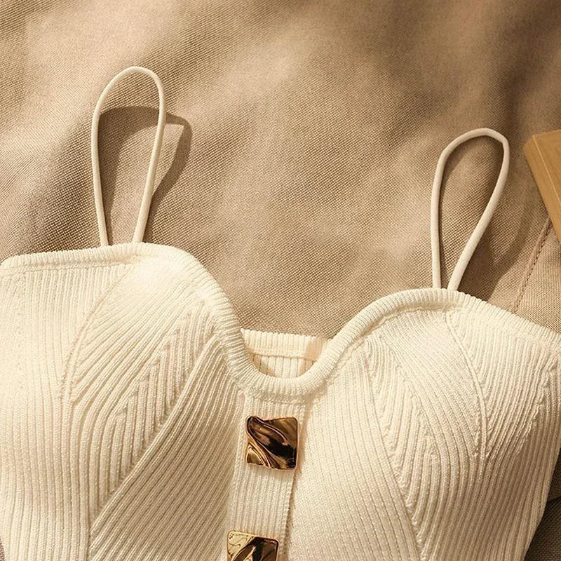 Cross-Knit Suspender Camisole | French Style Slim Fit Tank Top