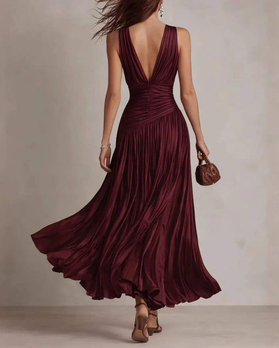 Backless Sleeveless Slim A-Line Maxi Dress