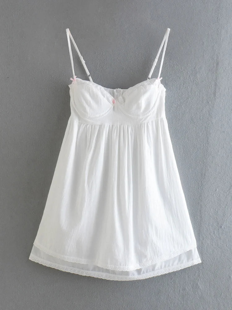 Embroidery Lace Corset Backless Mini Dress