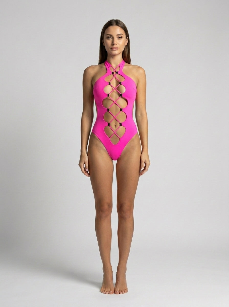 Black Hollow Out Backless Monokini
