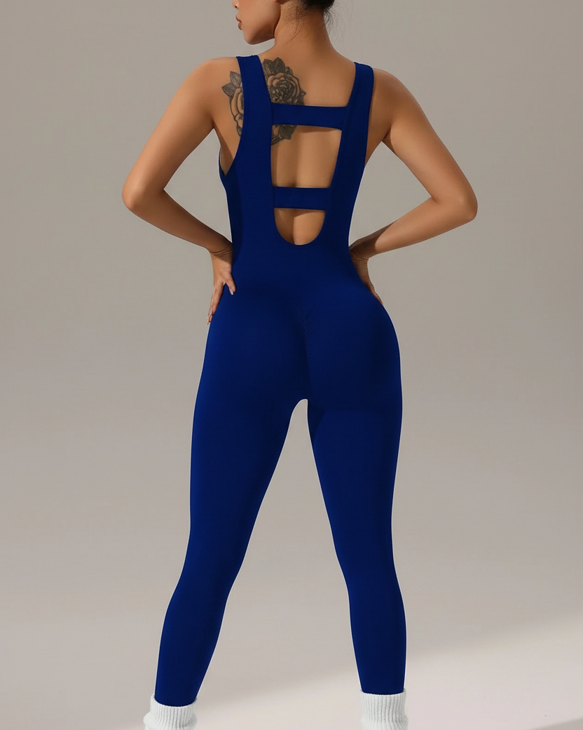 Hollow Vest Yoga Jumpsuit - Back