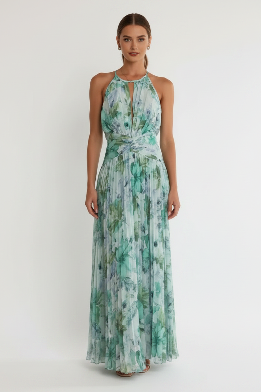 Halter Neck Hollow Out Backless Irregular Hem Dress