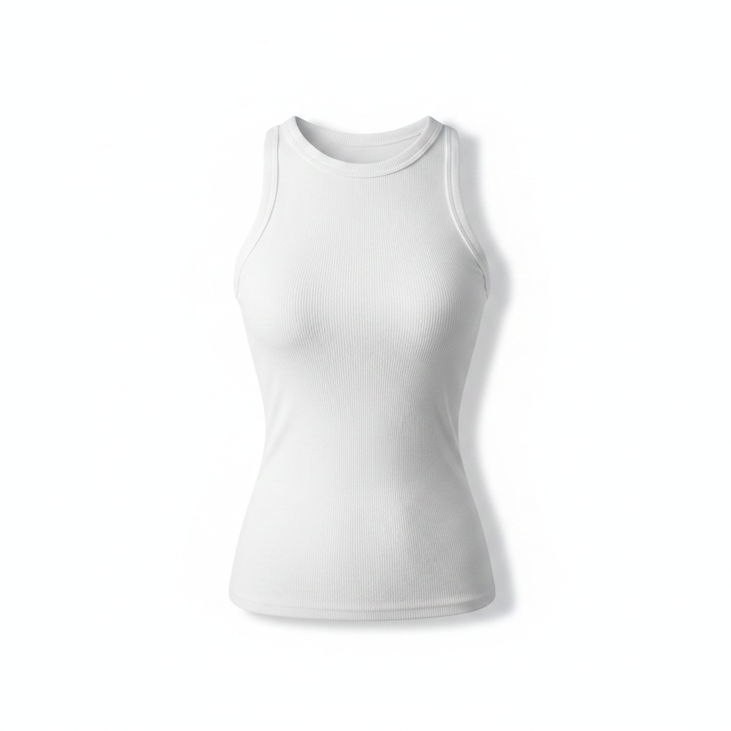 Round Neck Sleeveless Knit Tank Top | High Stretch Cotton Essential
