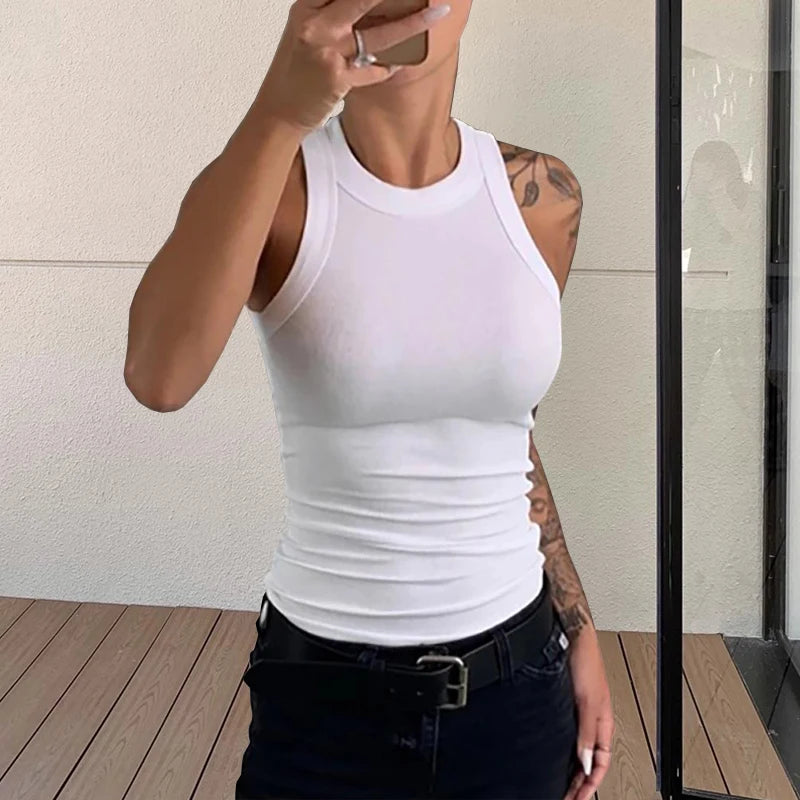 Basic Tank Top - Round Neck Sleeveless Knit
