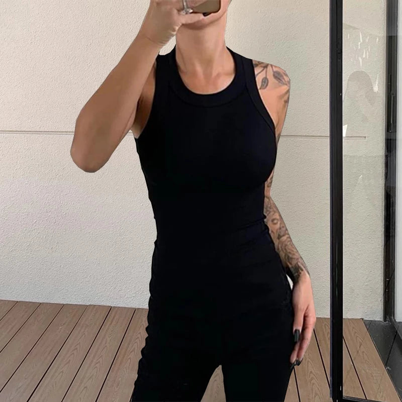 Basic Tank Top - Round Neck Sleeveless Knit
