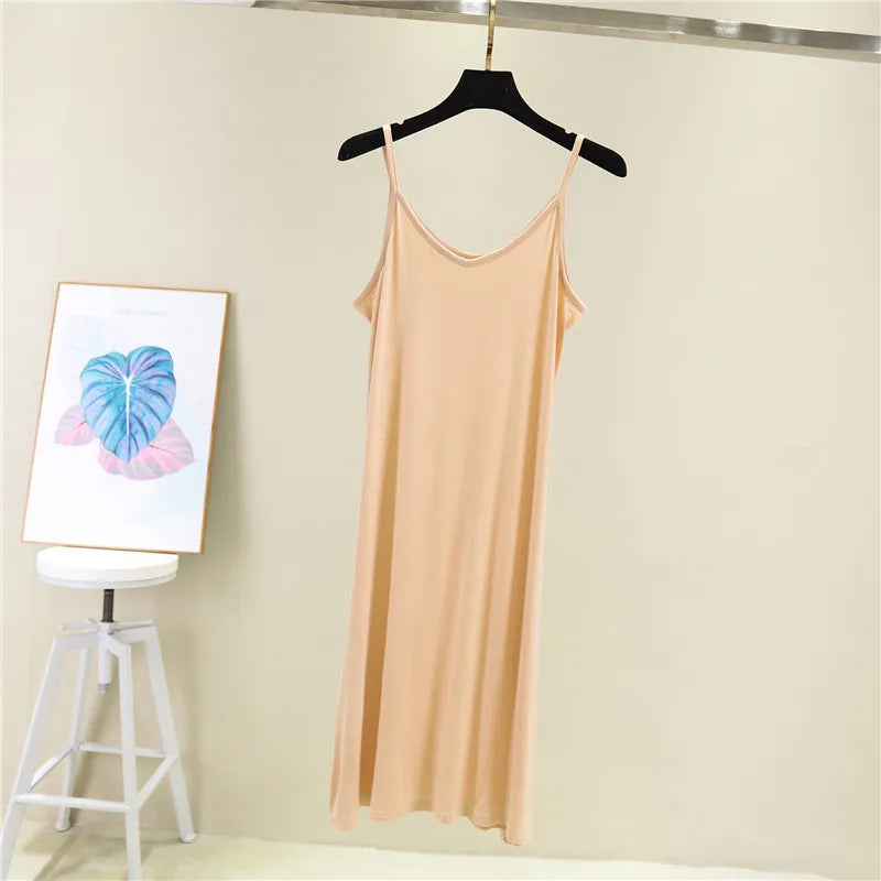 Modal Spaghetti Strap Cami Dress | Casual Beach A-Line Midi Dress