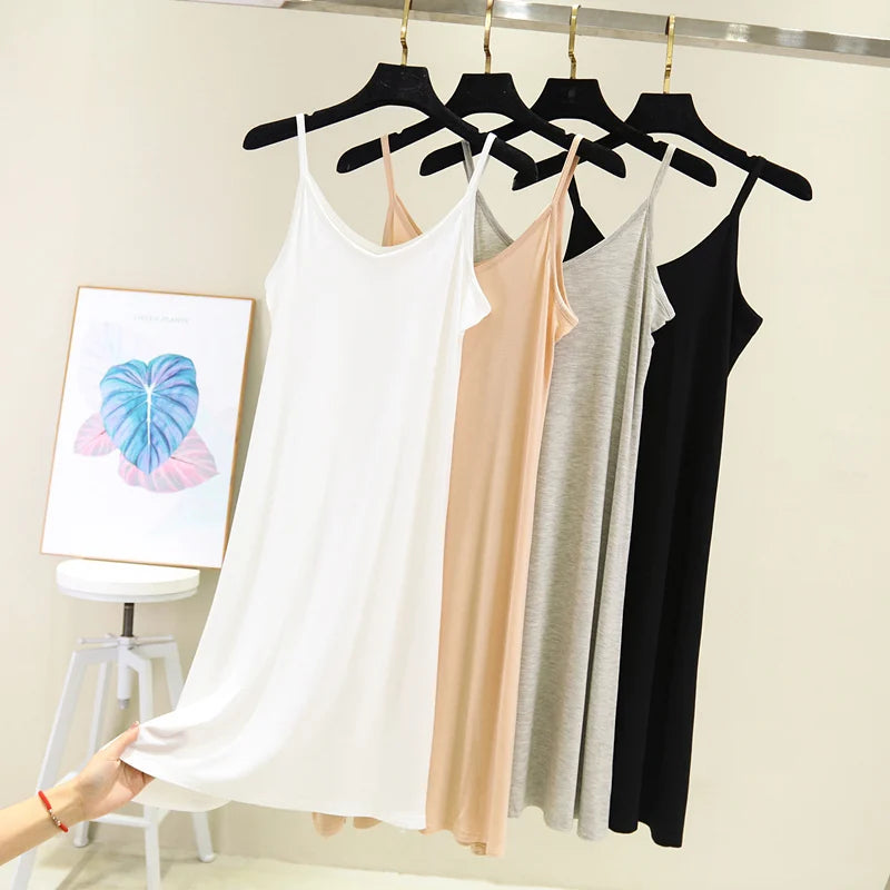 Modal Spaghetti Strap Cami Dress | Casual Beach A-Line Midi Dress