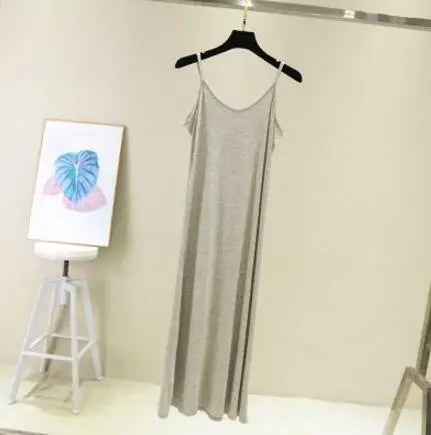Modal Spaghetti Strap Cami Dress | Casual Beach A-Line Midi Dress