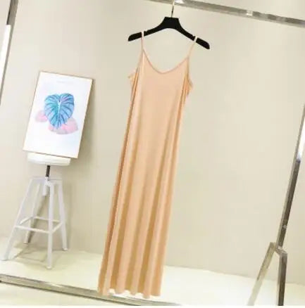 Modal Spaghetti Strap Cami Dress | Casual Beach A-Line Midi Dress