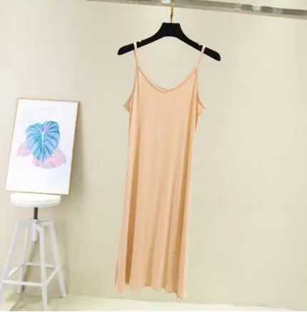 Modal Spaghetti Strap Cami Dress | Casual Beach A-Line Midi Dress