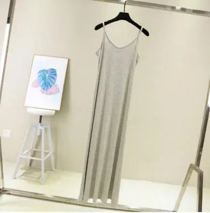 Modal Spaghetti Strap Cami Dress | Casual Beach A-Line Midi Dress