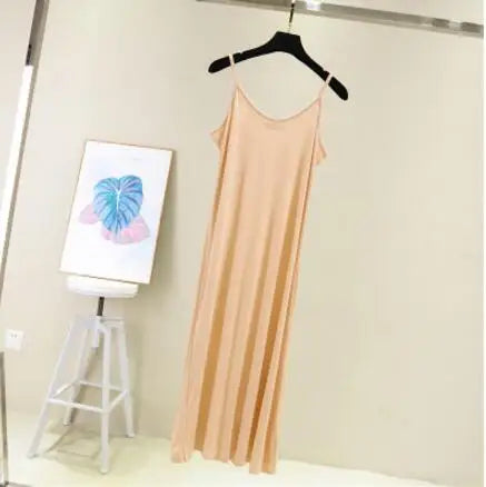 Modal Spaghetti Strap Cami Dress | Casual Beach A-Line Midi Dress