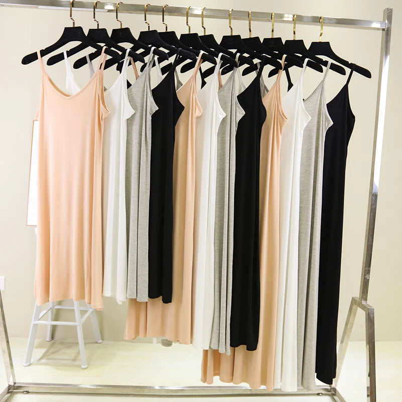 Modal Spaghetti Strap Cami Dress | Casual Beach A-Line Midi Dress