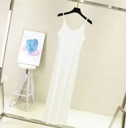 Modal Spaghetti Strap Cami Dress | Casual Beach A-Line Midi Dress