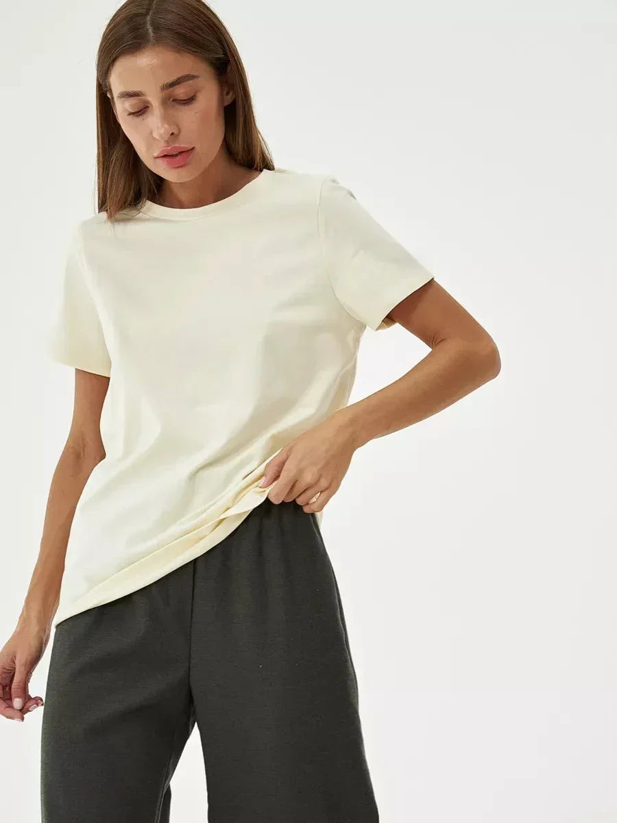 100% Cotton Basic T-Shirt | Loose O-Neck Short Sleeve Casual Tee