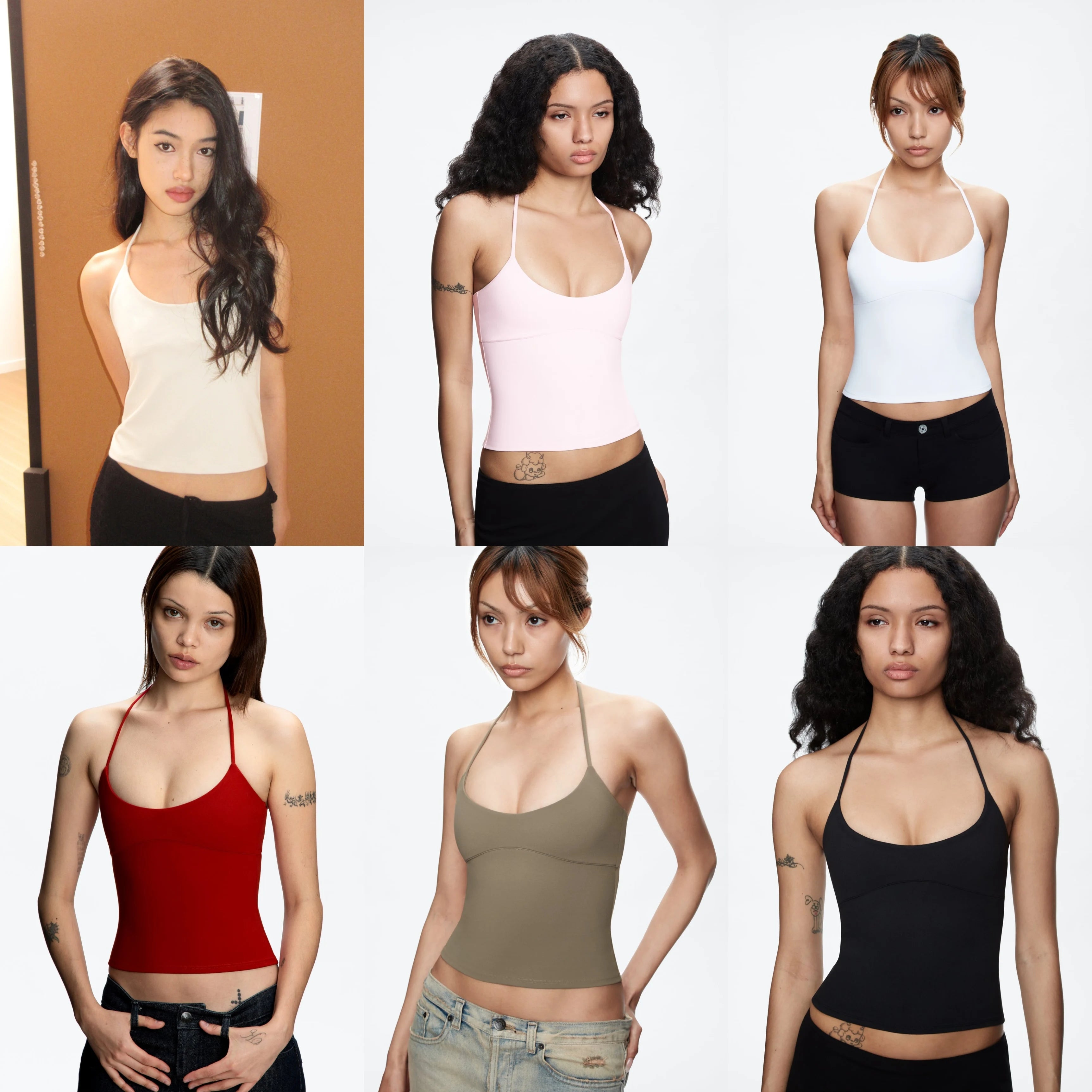 Open-Back Halter Camisole | Metal Accent Self-Tie Straps Top