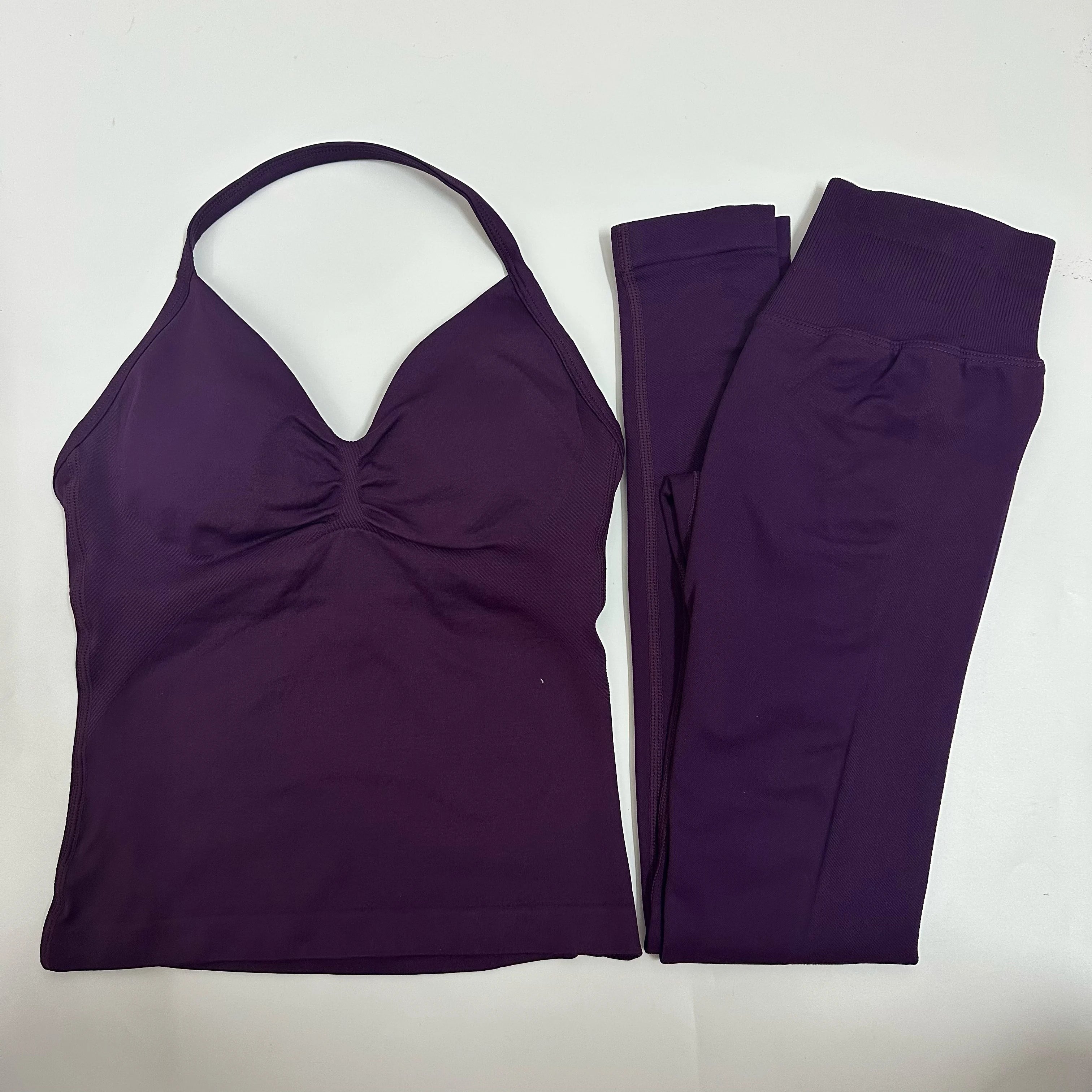 2-Piece Yoga Set - Backless Tank High Waist