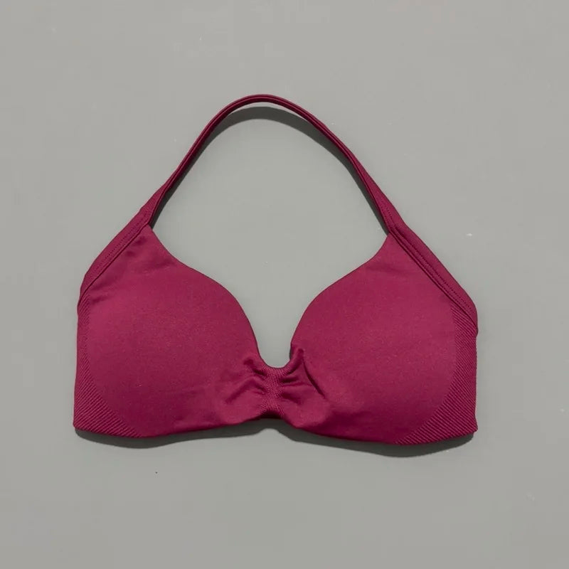 High Support Strappy Sports Bra | Seamless Scrunch Push-Up Yoga Tank