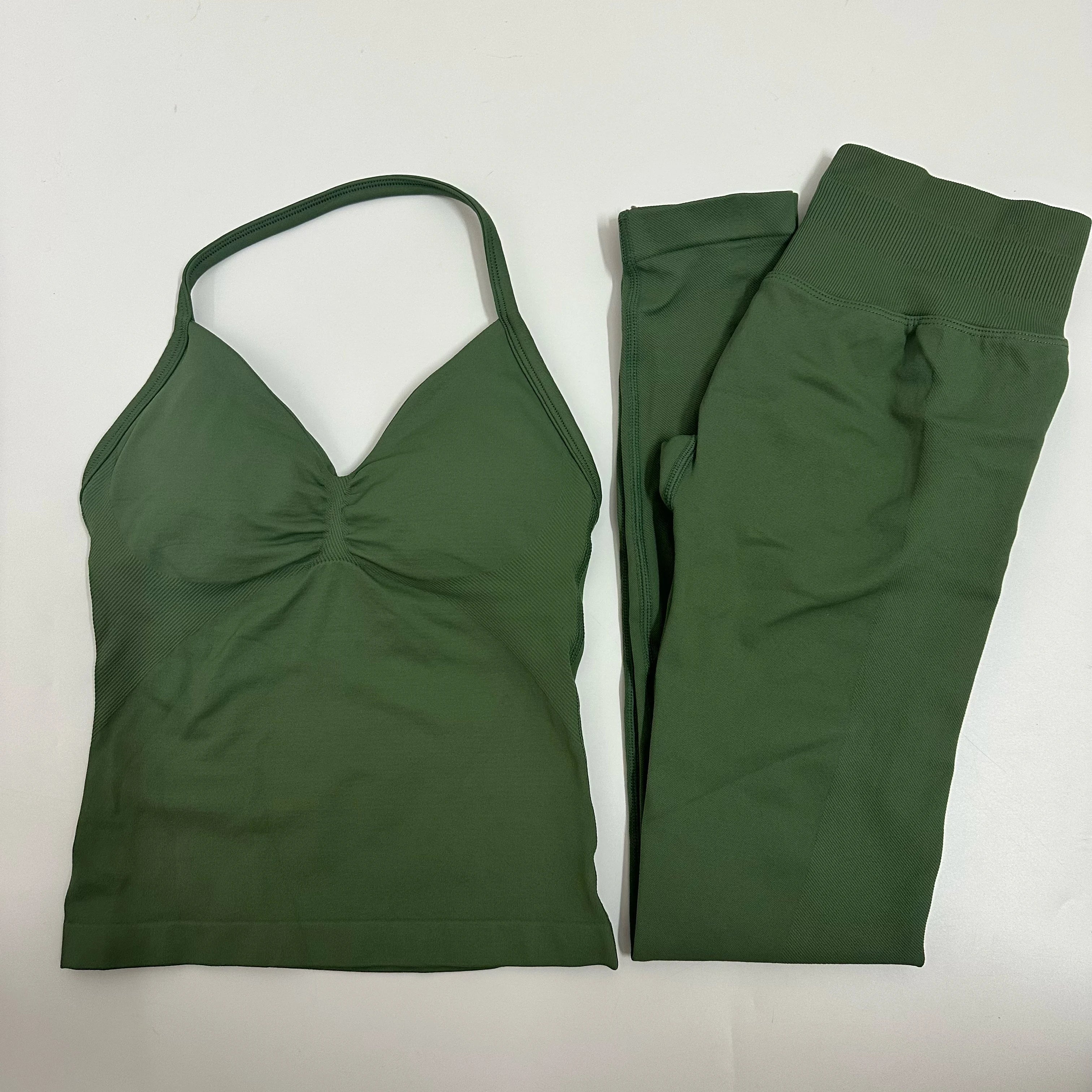 2-Piece Yoga Set - Backless Tank High Waist