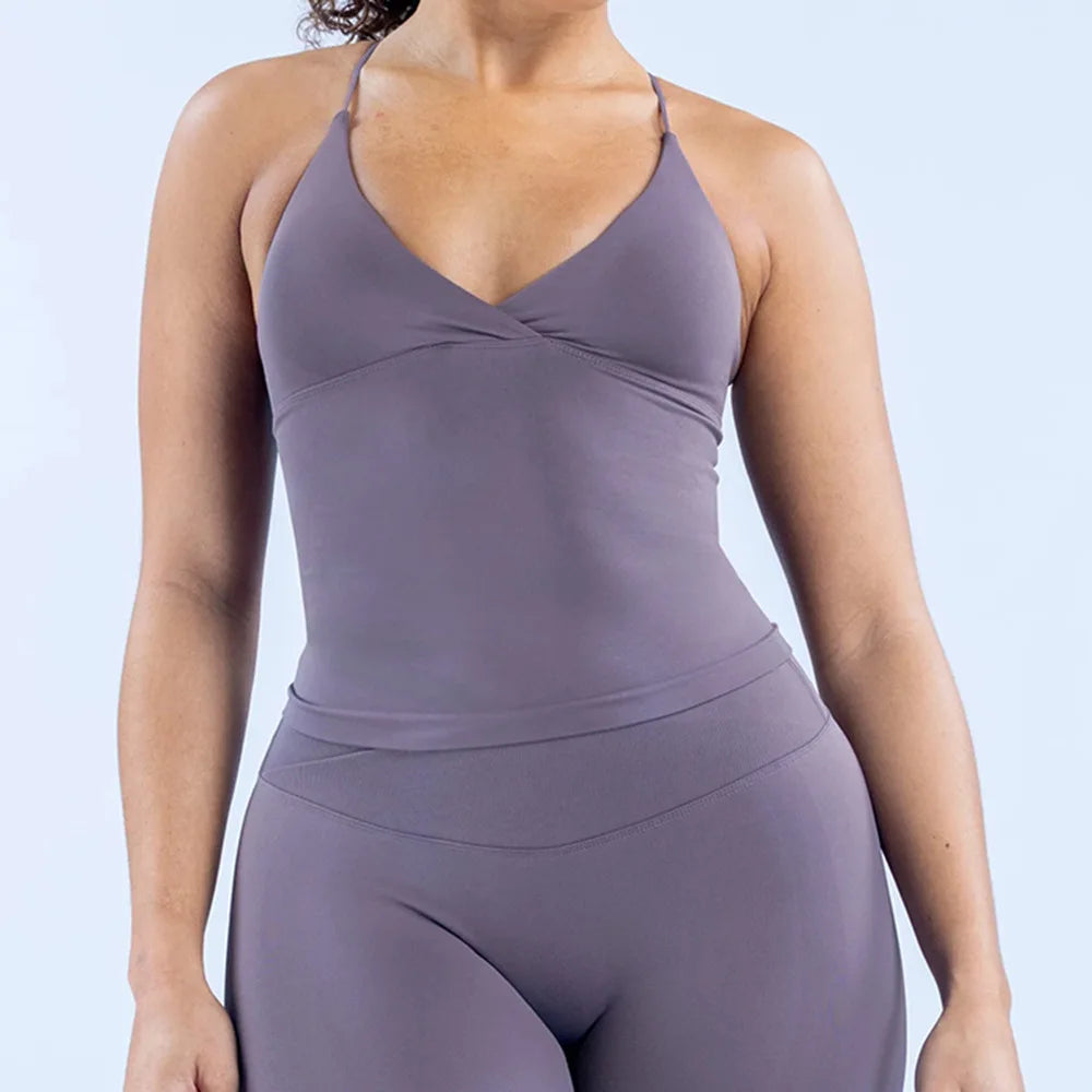 Seamless Padded Sports Camisole | Backless Cross Yoga Vest