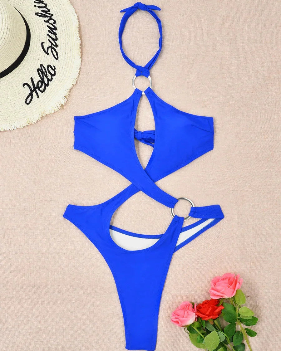 Halter Tummy Cut Out High Cut Monokini