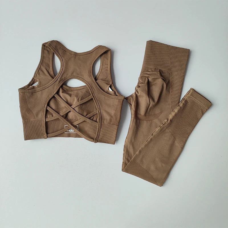 2-Piece Sports Bra Set - Shockproof Fitness