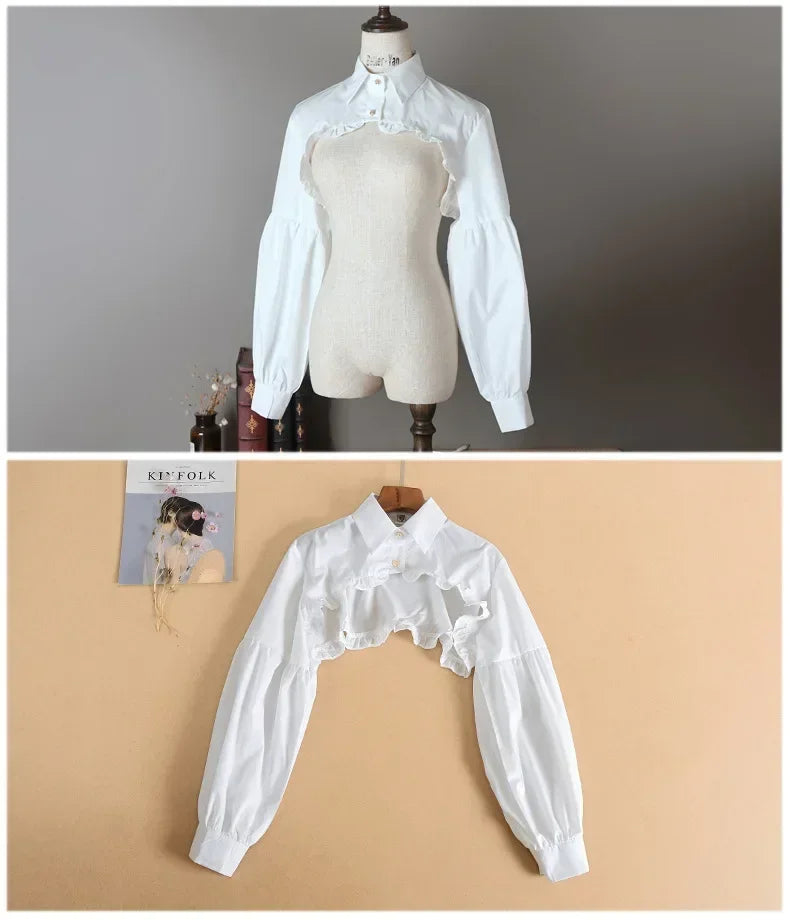 Puff Sleeve Lolita Top | Detachable Ruffled Collar Blouse