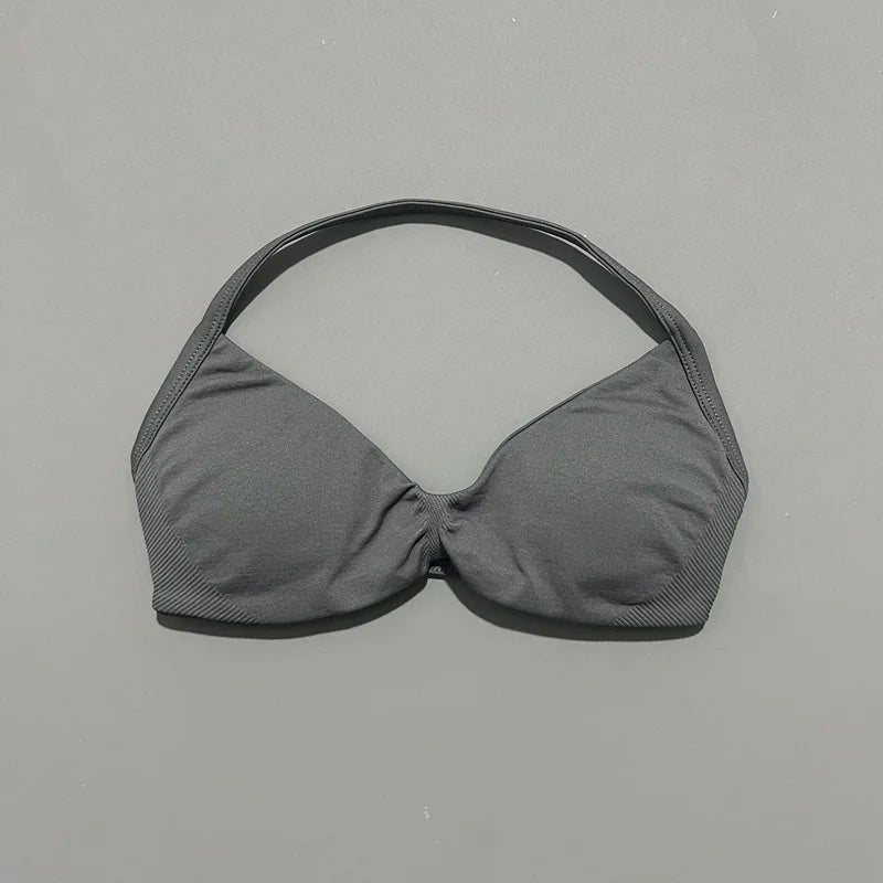 High Support Strappy Sports Bra | Seamless Scrunch Push-Up Yoga Tank