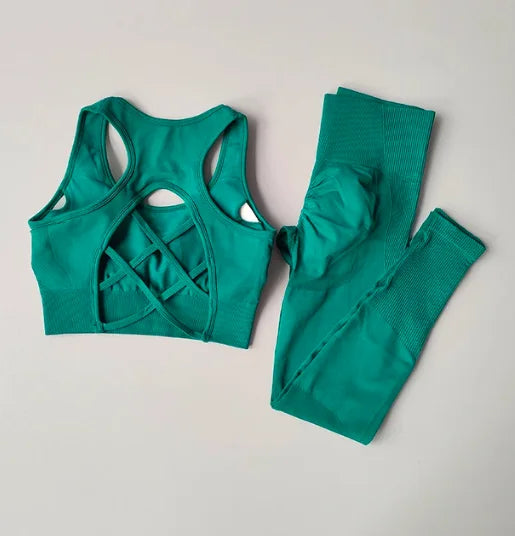 2-Piece Sports Bra Set - Shockproof Fitness