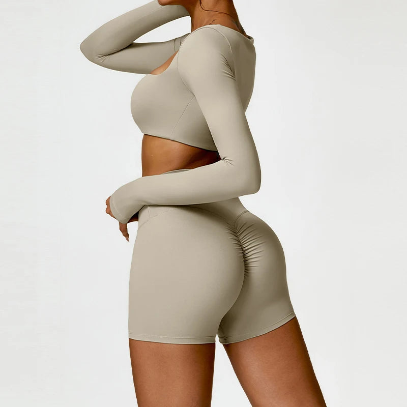2-Piece Yoga Suit - Quick-Dry Long Sleeve Set