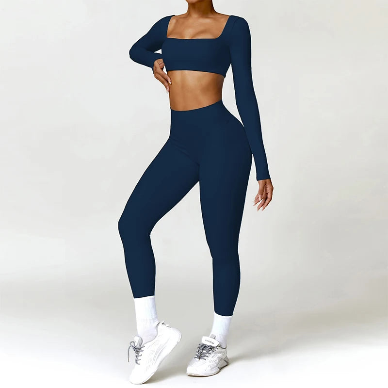2-Piece Yoga Suit - Quick-Dry Long Sleeve Set