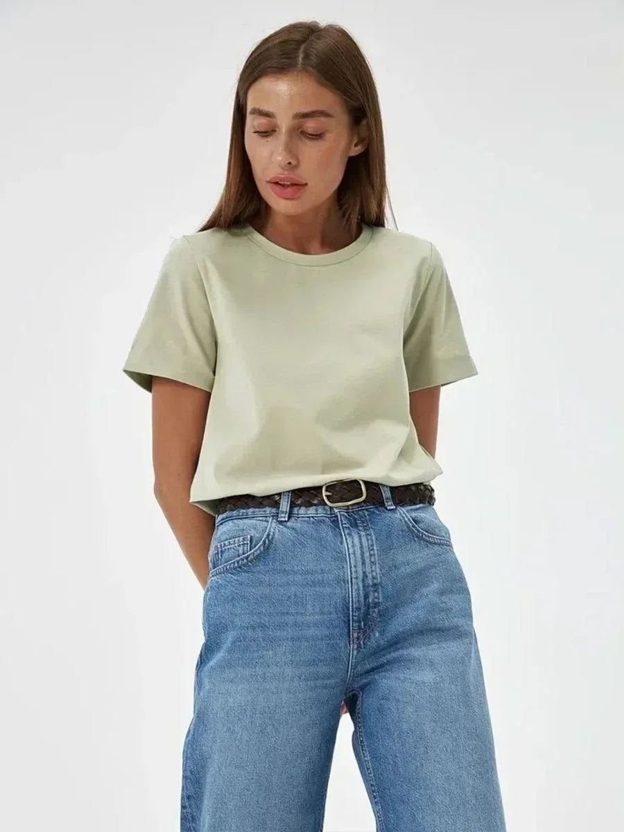 100% Cotton Basic T-Shirt - Short Sleeve Loose