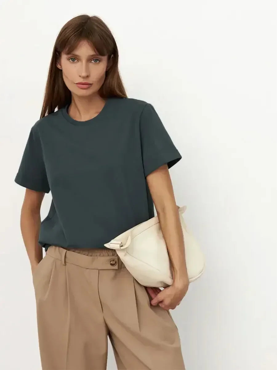 100% Cotton Basic T-Shirt - Short Sleeve Loose